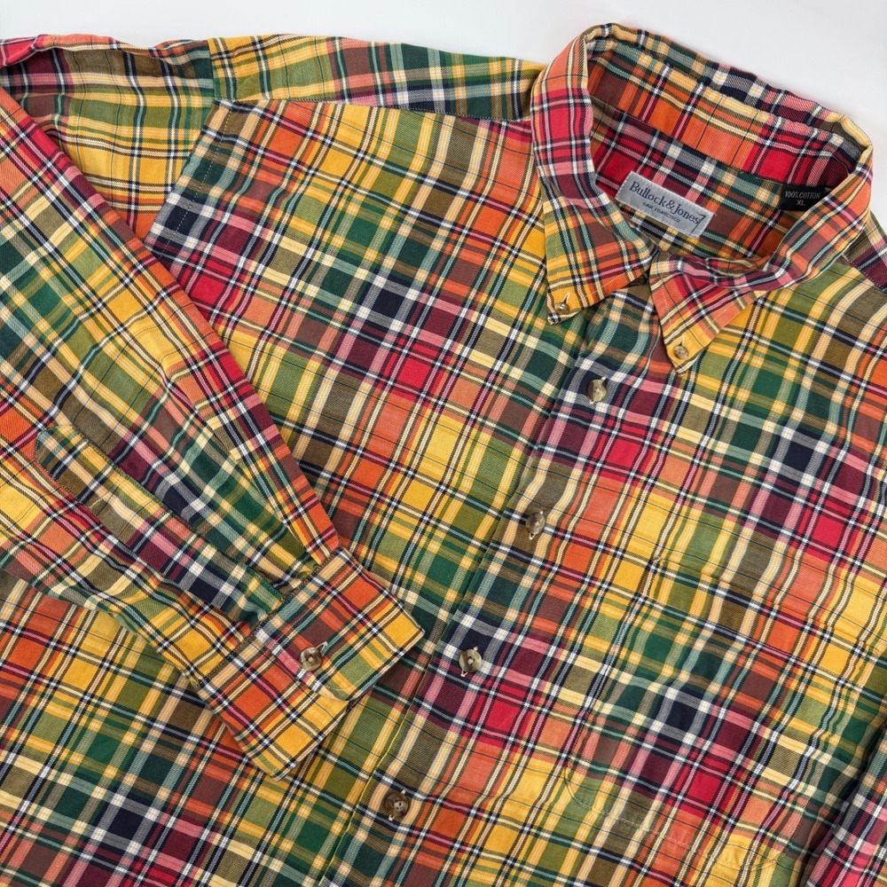 Bullock & Jones Plaid Button Down Mens XL Multicolor Cotton Long Sleeve Shirt